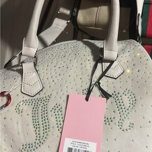 Elegant White Crystal-Embellished Handbag